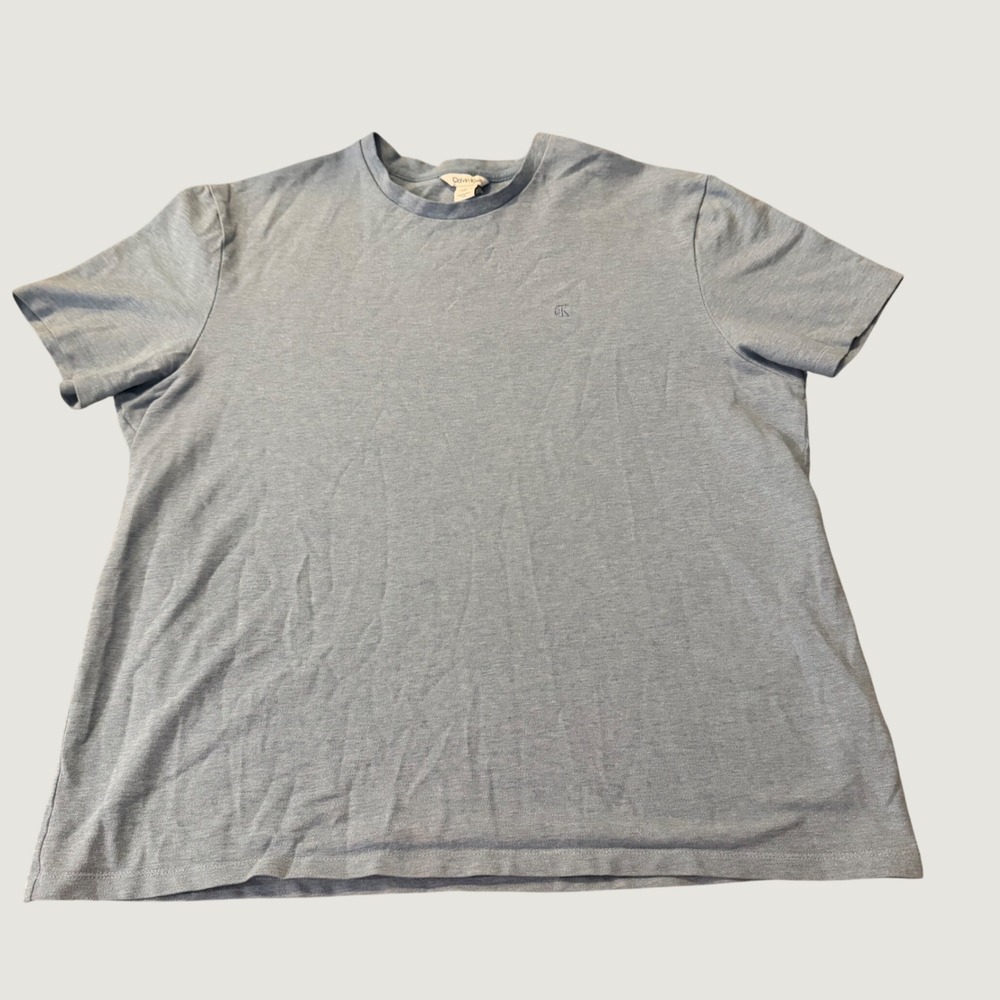 Calvin Klein T-Shirt Large Short Sleeve Crew Neck Cotton Blend Blue Casual Tee
